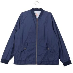 J McLaughlin Bomber Jacket Mens XL Navy Blue Harrington Preppy Lightweight‎ Zip